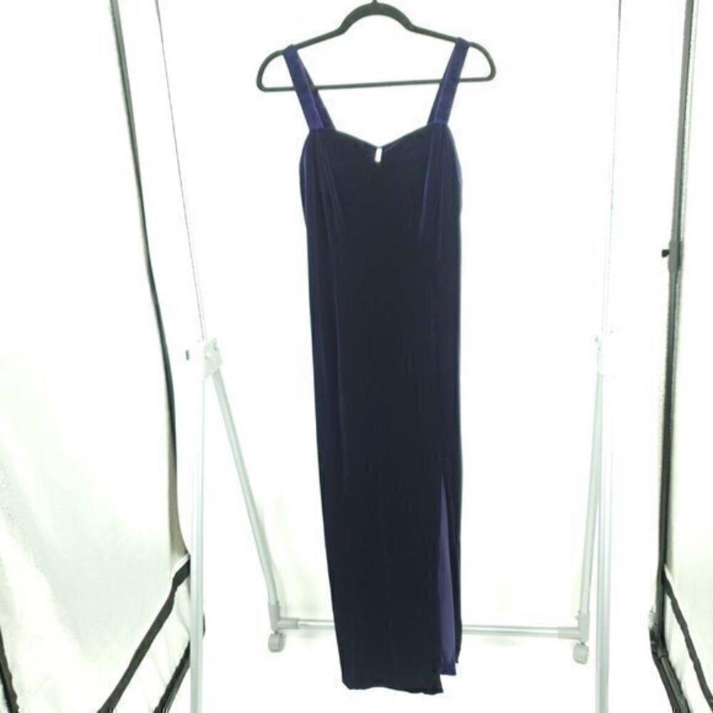 VTG Y2K/90s Onyx Nite Stretch Velvet Midi Dress w/ Rhinestone Embellishment 12p